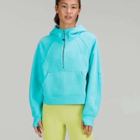 lululemon athletica Sweaters - ONLY ONE ‼️ Lululemon Scuba Electric Turquoise Half Zip Hoodie Size M/L
